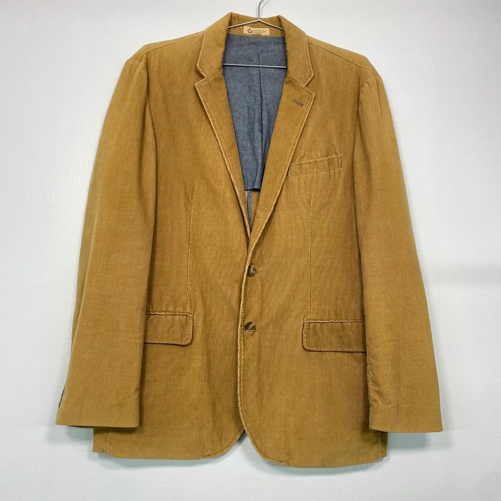 J. Crew Mens Ludlow Jacket XL Tan Corduroy Two Button Blazer Blazer